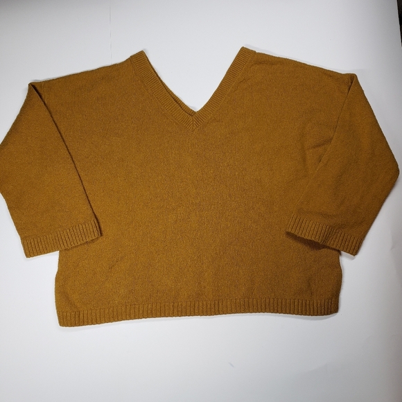 Madewell Double V-Neck Oversized Sweater Mustard size medium - Picture 2 of 10